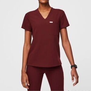 Figs Burgundy Catarina 1-Pocket Scrub Top